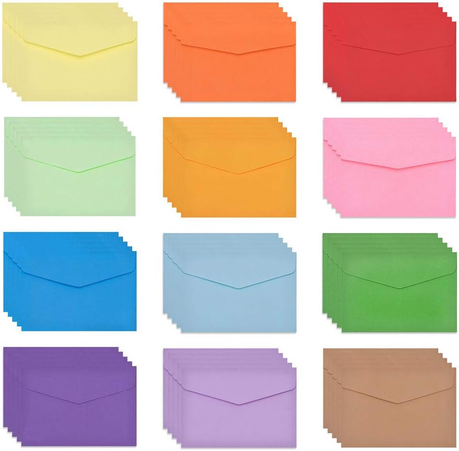 nuoshen 60 pcs Mini Envelopes, Small Coloured Envelopes Multi Color Gift Envelop...