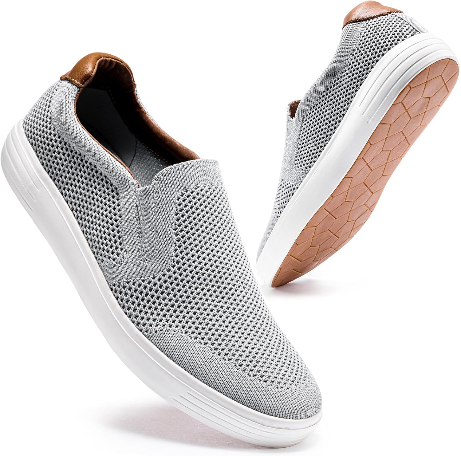 konhill Slip on Sneaker for Men, High-Quality Casual Knit Boat Loafers, Unique W...