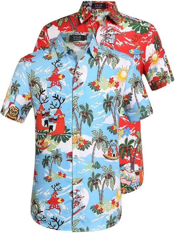 SSLR Men's Santa Claus Party Shirt, Special Hawaiian Shirt for Christmas, Innova...