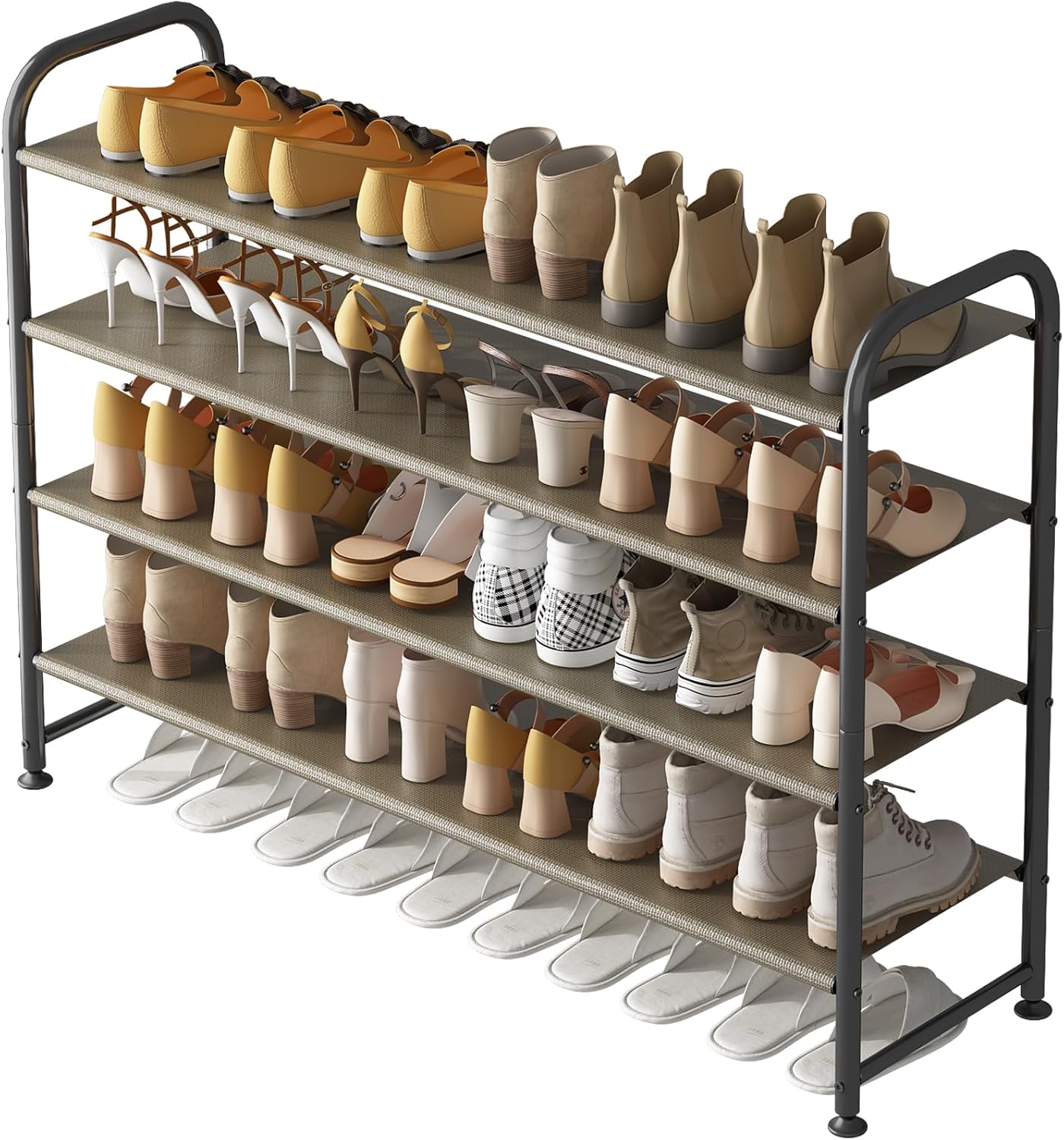 Shoe Rack 4 Tier Long Storage Organizer Wide Metal Shoe Shelf for Closet Entrywa...