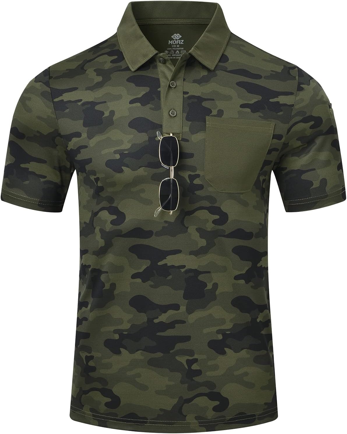 MoFiz Men's Camo Polo Golf Shirt Hiking Dry Fit Short Sleeve T-Shirts Pique Coll...