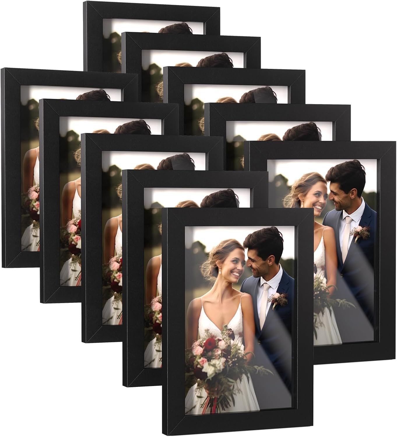 HappyHapi 4x6 Inch Picture Frames,Set of 10 Picture Frames, Tabletop or Wall Dis...