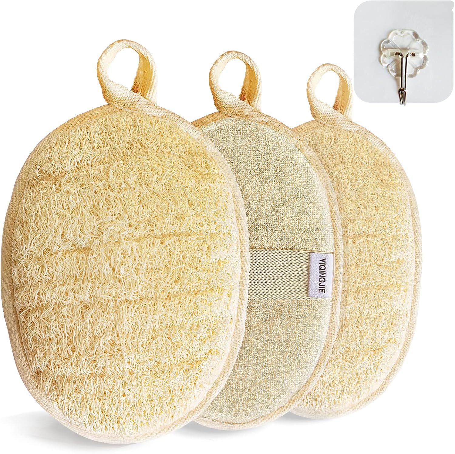 Natural Loofah Sponge Exfoliating Body Scrubber (3 Pack),Made with Eco-Friendly...