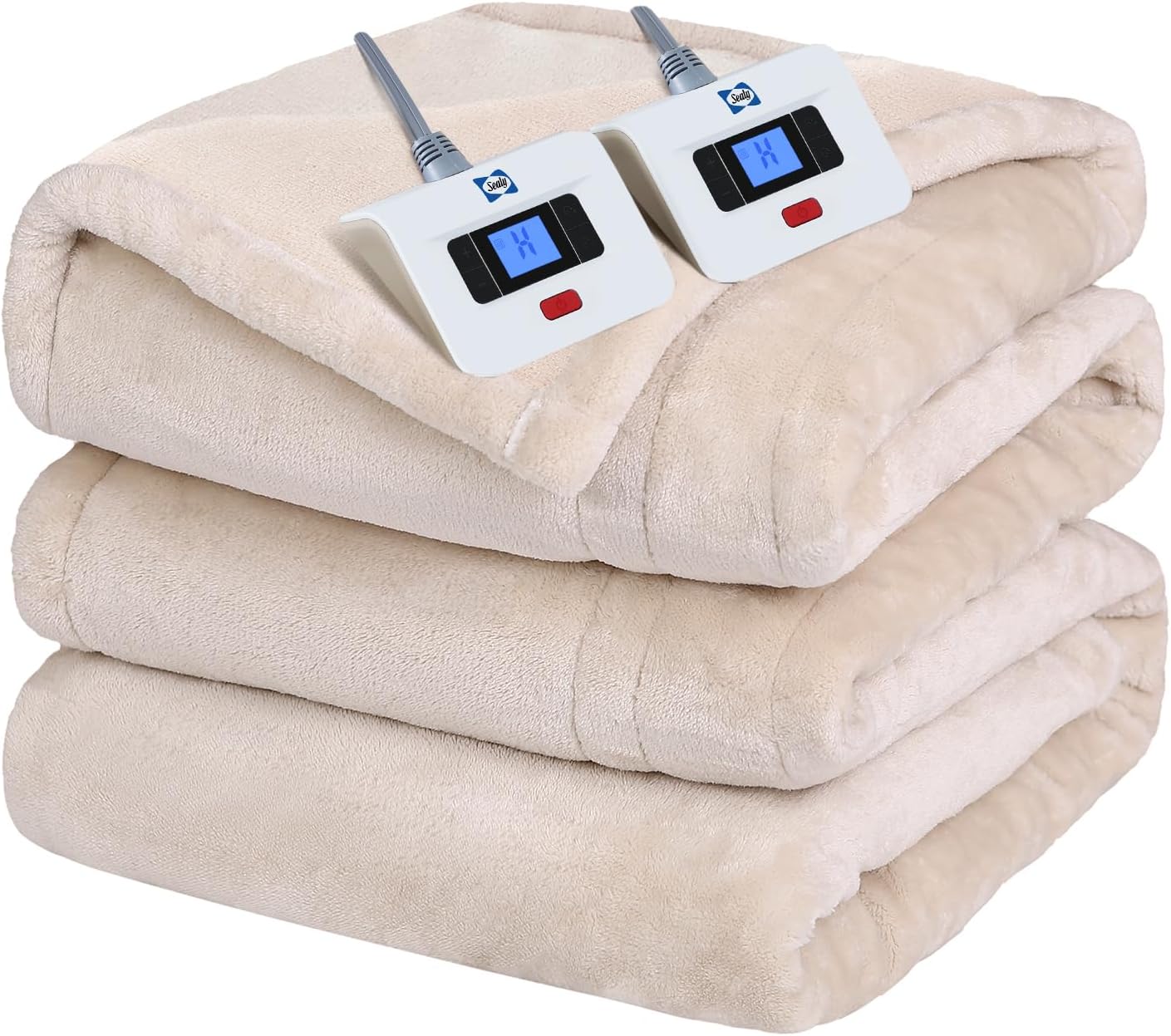 SEALY Electric Blanket Queen Size, Flannel Heated Blanket with 10 Heating Levels...