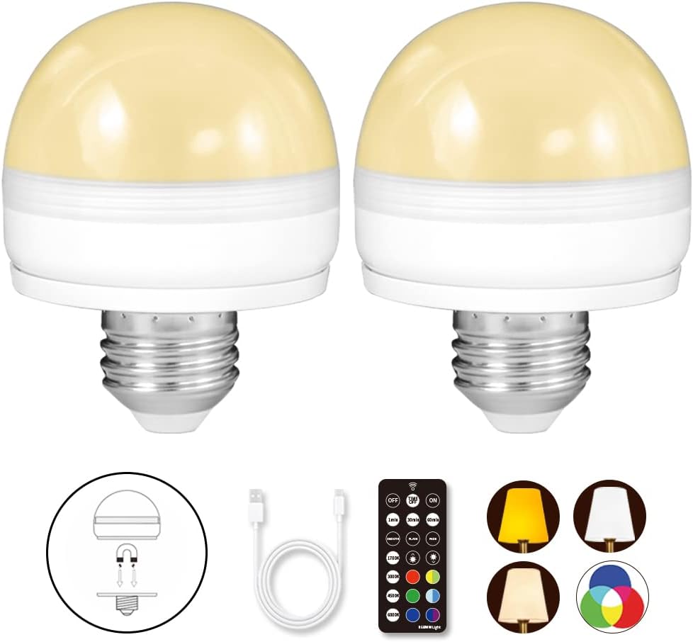 BLUEYE Rechargeable Battery Operated Light Bulb,2Packs,300LM,40W Equivalent,E26...