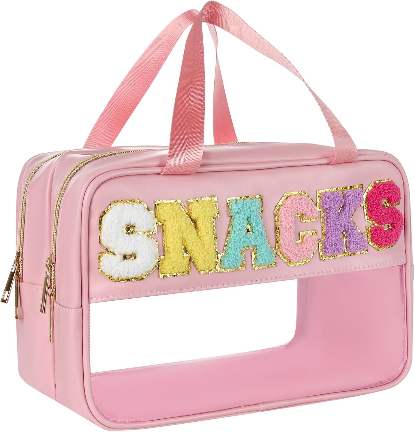 Snack Bags Snacks Bag for Travel Snack Bag Pouch Varsity Letter Pouch Clear Chen...