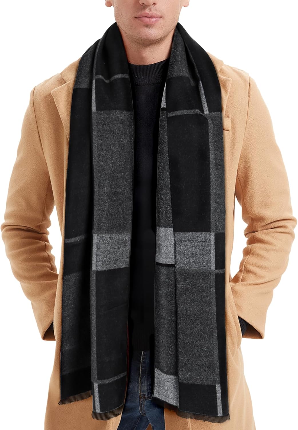 ECOMBOS Mens Scarf - Winter Scarf for Men Tartan Warm Plaid Long Scarves Classic...