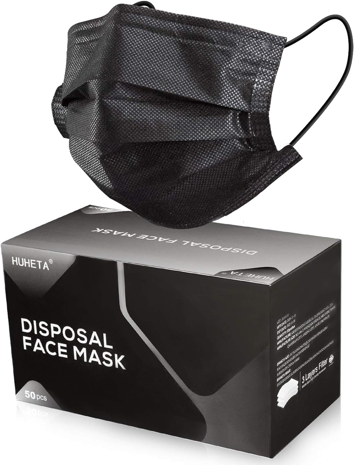 Pack of 50 Disposable Face Mask 3-Ply Breathable & Comfortable Safety Mask, Prot...