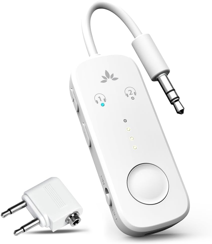 Avantree Relay - Premium Airplane Bluetooth 5.3 Adapter, Supports 2 AirPods or H...