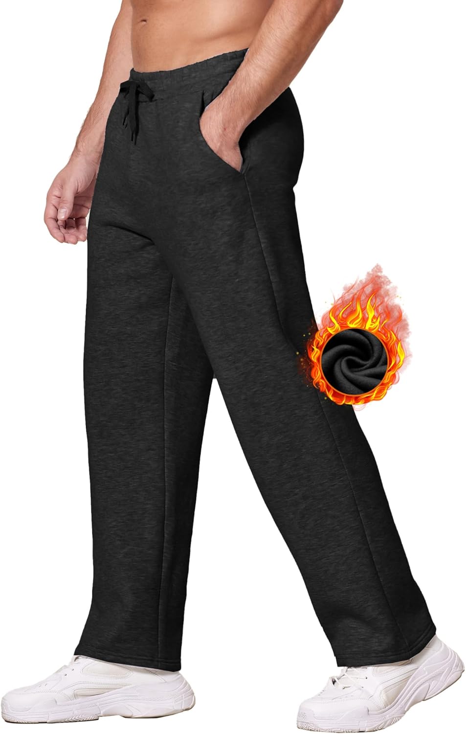 Deyeek Men's Sweatpants Open Bottom Straight Leg Sweat Pants for Mens Loose Fit...
