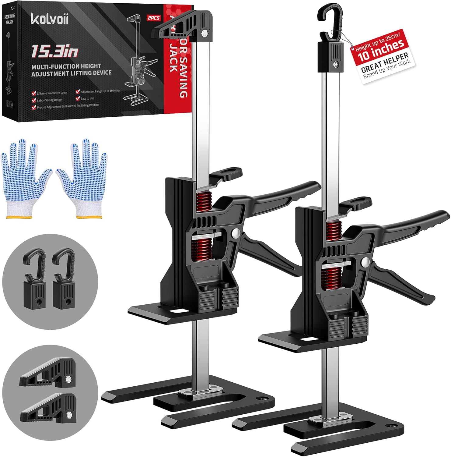 Kolvoii Furniture Lifter Tool, 15.3 Inch Labor Saving Arm Jack, Hand Jacks for L...