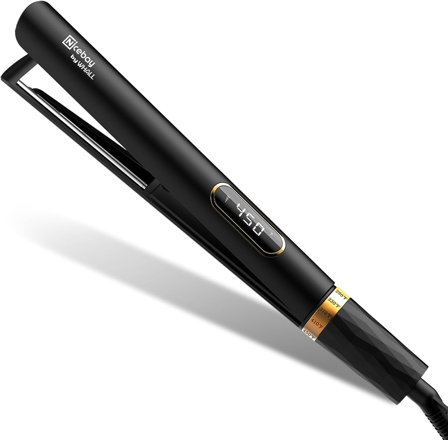 Nicebay® Titanium Flat Iron with Negative Ions, 5 Temperature Settings, Wide Vol...