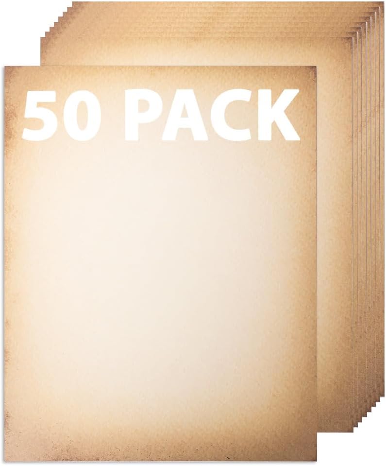 50 Pack Classic Aged Paper | Vintage Stationary Paper | Use for Creating Timeles...