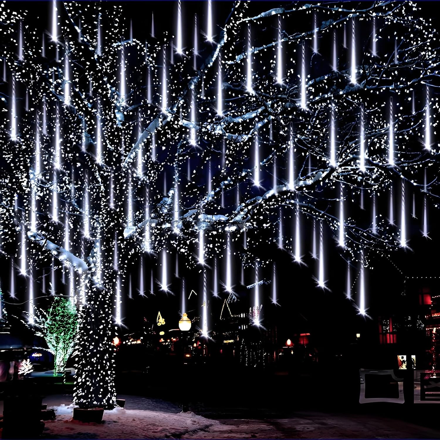 Aukora Rain Drop Lights, LED Meteor Shower Lights 11.8 inch 8 Tubes 192leds, Ici...