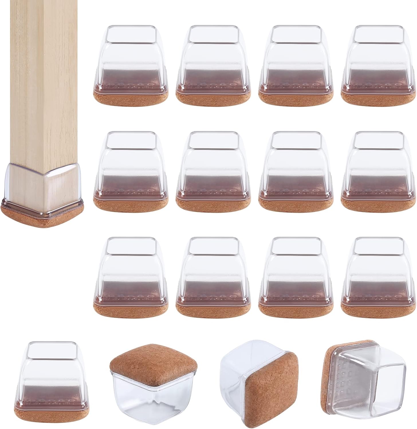 Ezprotekt Upgraded 16 Pcs Clear Silicone Chair Leg Floor Protectors, 0.5-0.8 inc...