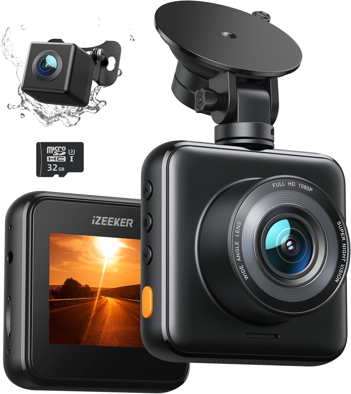 iZEEKER Dash Cam Front and Rear with SD Card 1080P Full HD Car Camera Dashboard,...