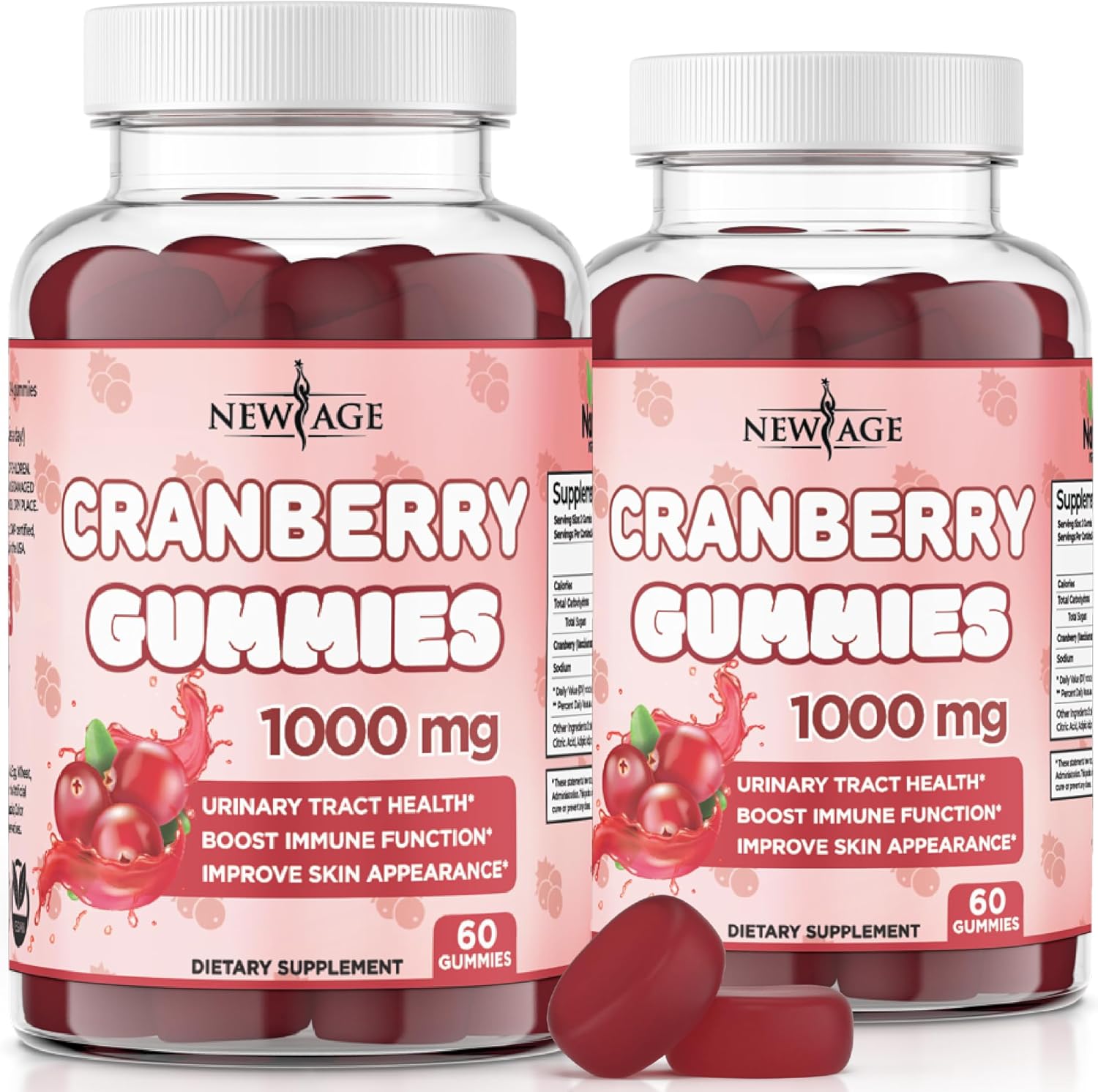 NEW AGE Cranberry Gummies Urinary Tract Health Gummies 1000mg - Supports Bladder...