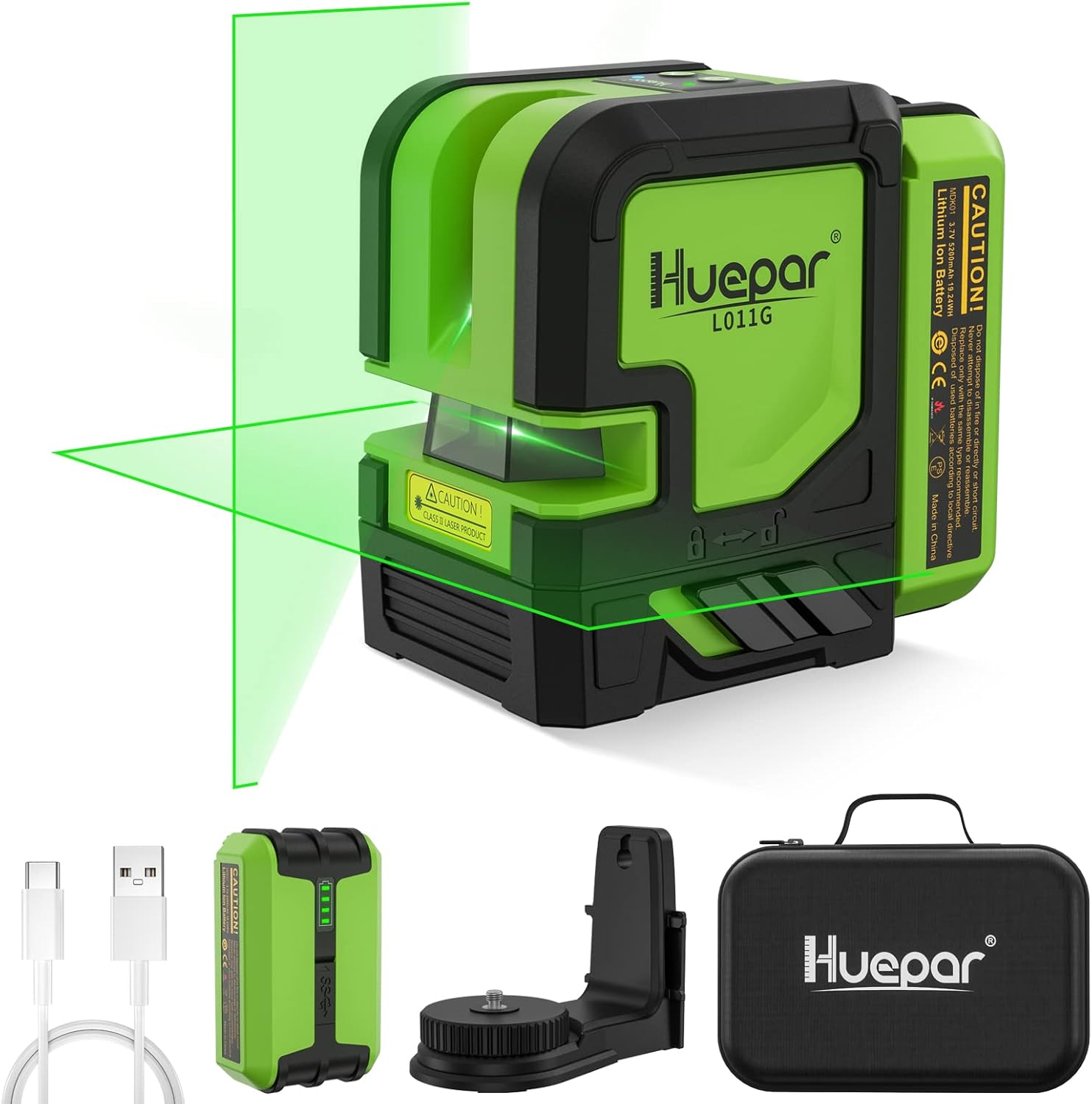 Huepar Laser Level Self Leveling Green Beam Outdoor Cross Line Laser Tool -180°H...