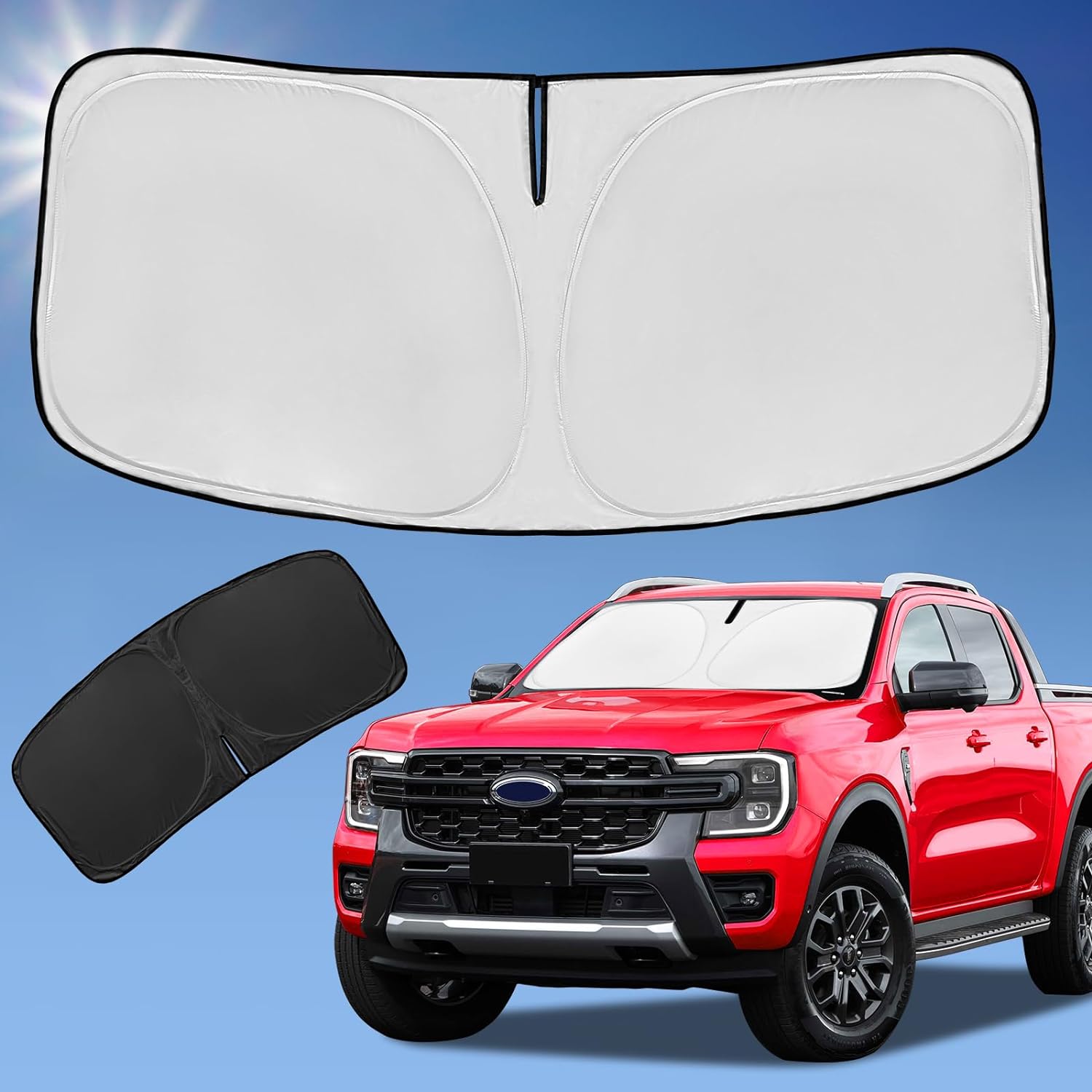 Sun Shade Sunshade for Ford Ranger Windshield Cover, 4-Layer Front Window Shade...