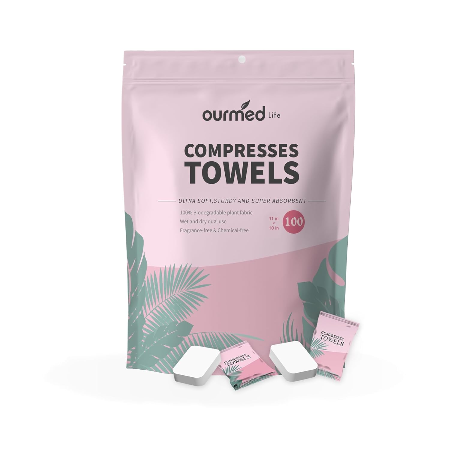 Ourmed Life Compressed Towels - Ultra Thick Compressed Towel Tablets, 11" x 10"...