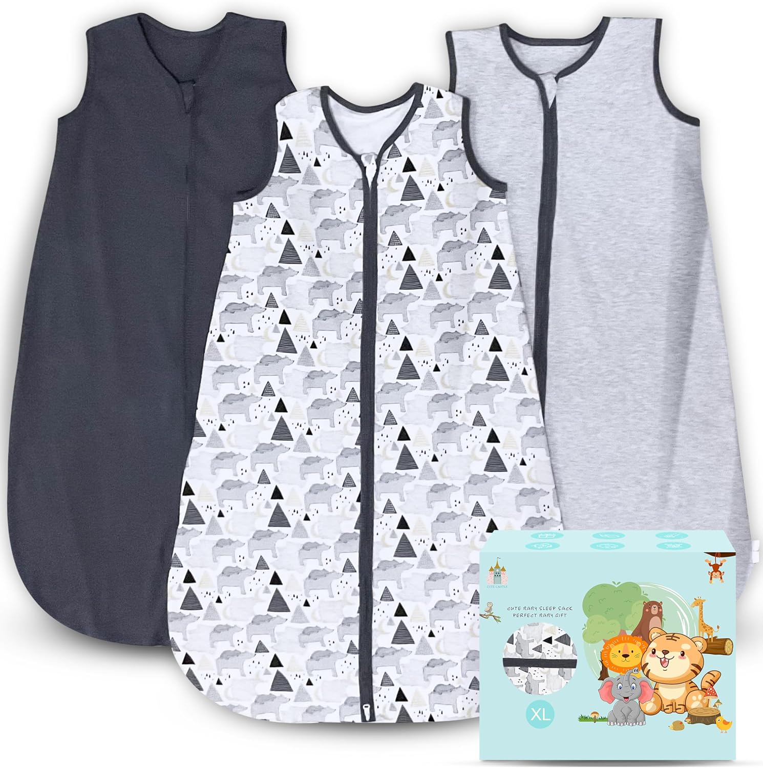 Cute Castle Baby Sleep Sack - 100% Cotton 2-Way Zipper TOG 0.5 Infant Lightweigh...