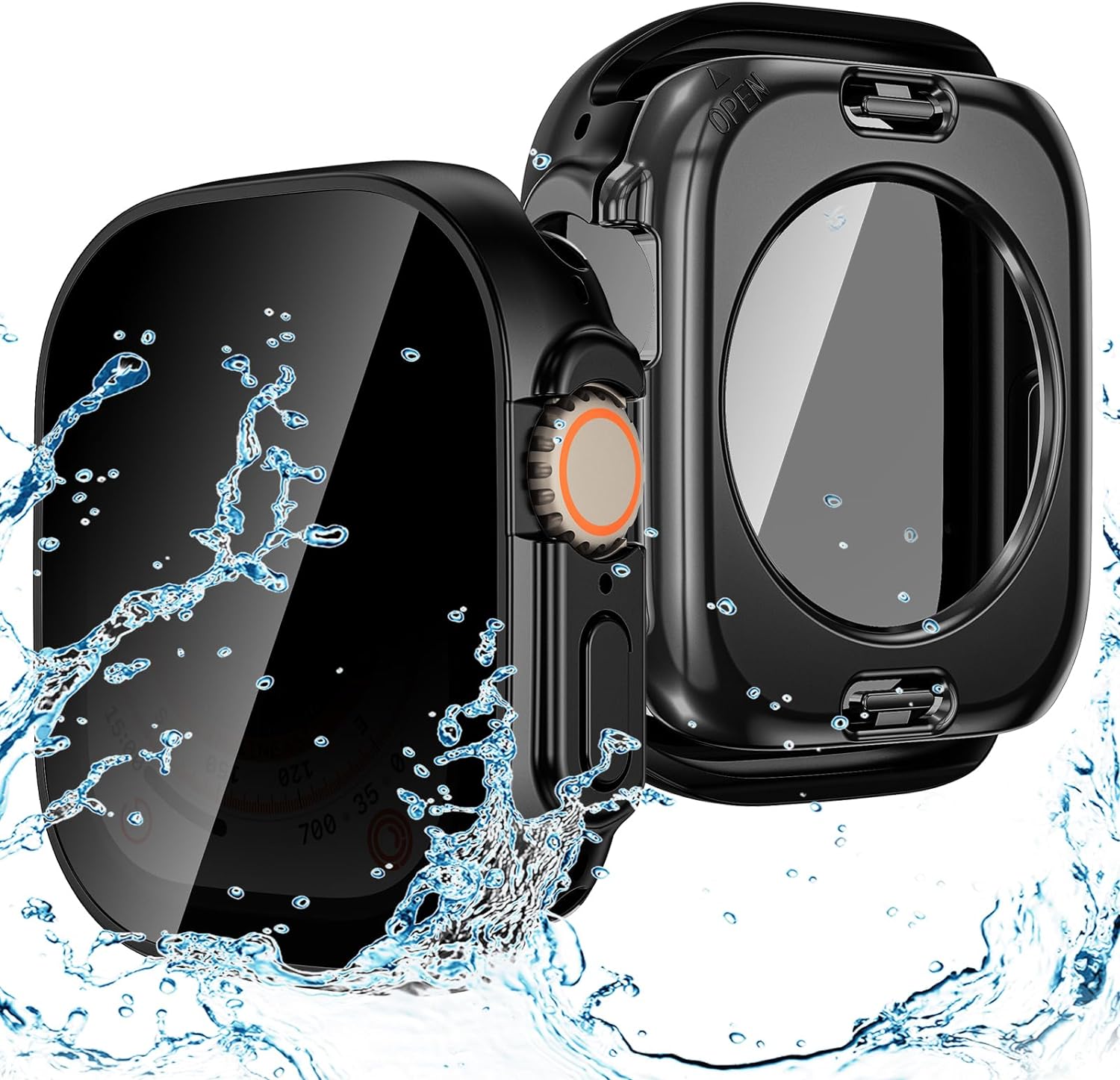 Goton 2-in-1 Waterproof Privacy Case for Apple Watch Ultra2 2024 Screen Protecto...