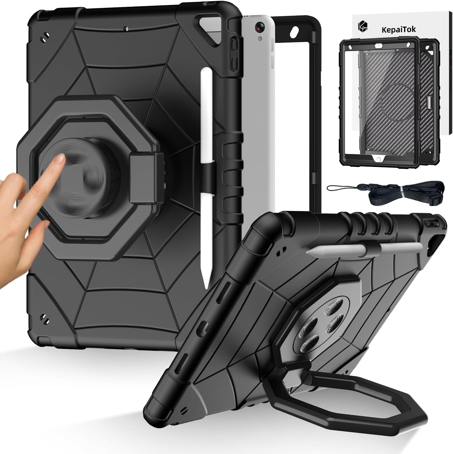 Case for iPad 9th/8th/7th Generation 10.2",360°Rotate Stand Cover with Screen Pr...