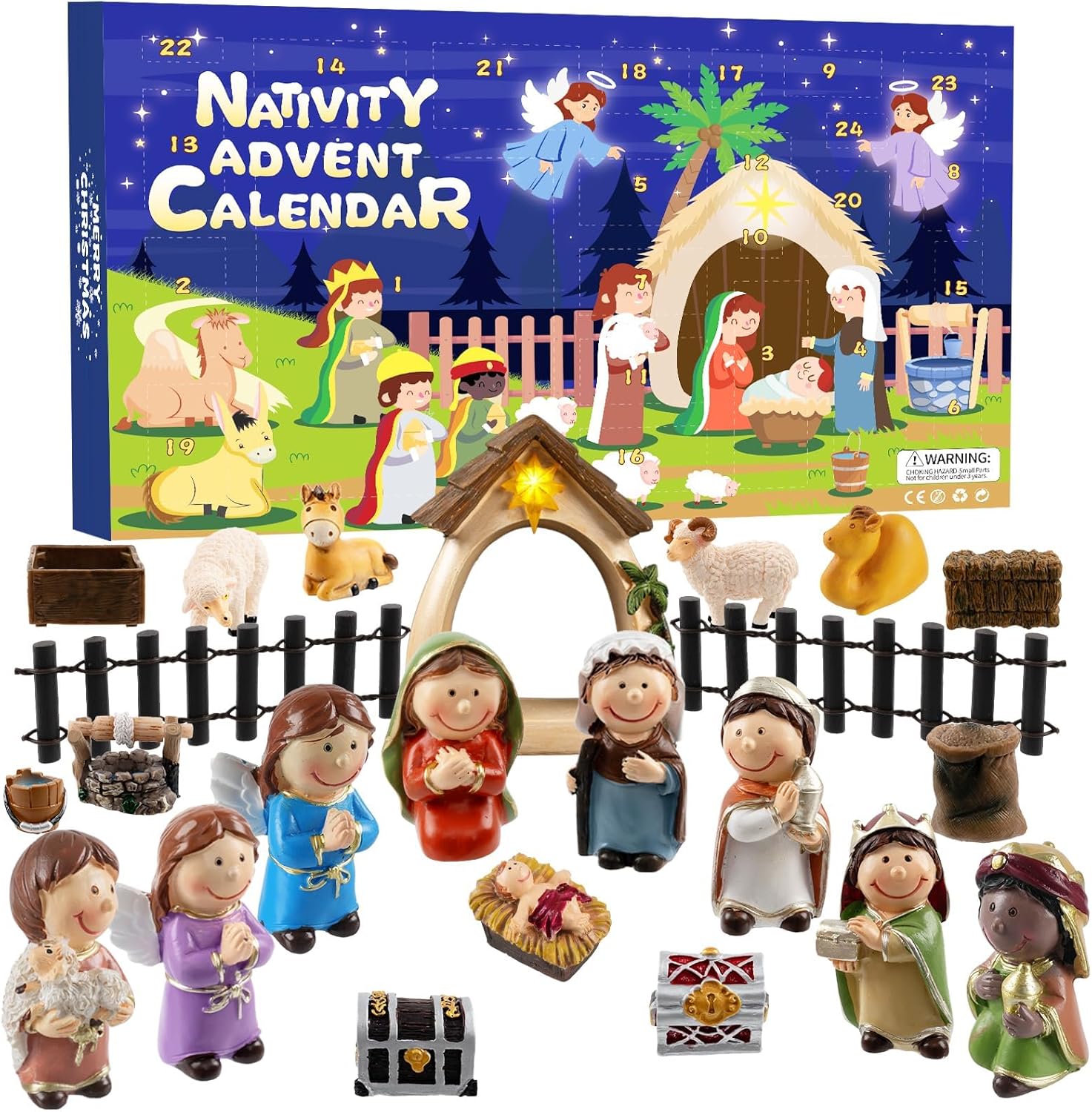 Nativity Advent Calendar 2024 Kids-24 Days of Nativity Scene Christmas Countdown...