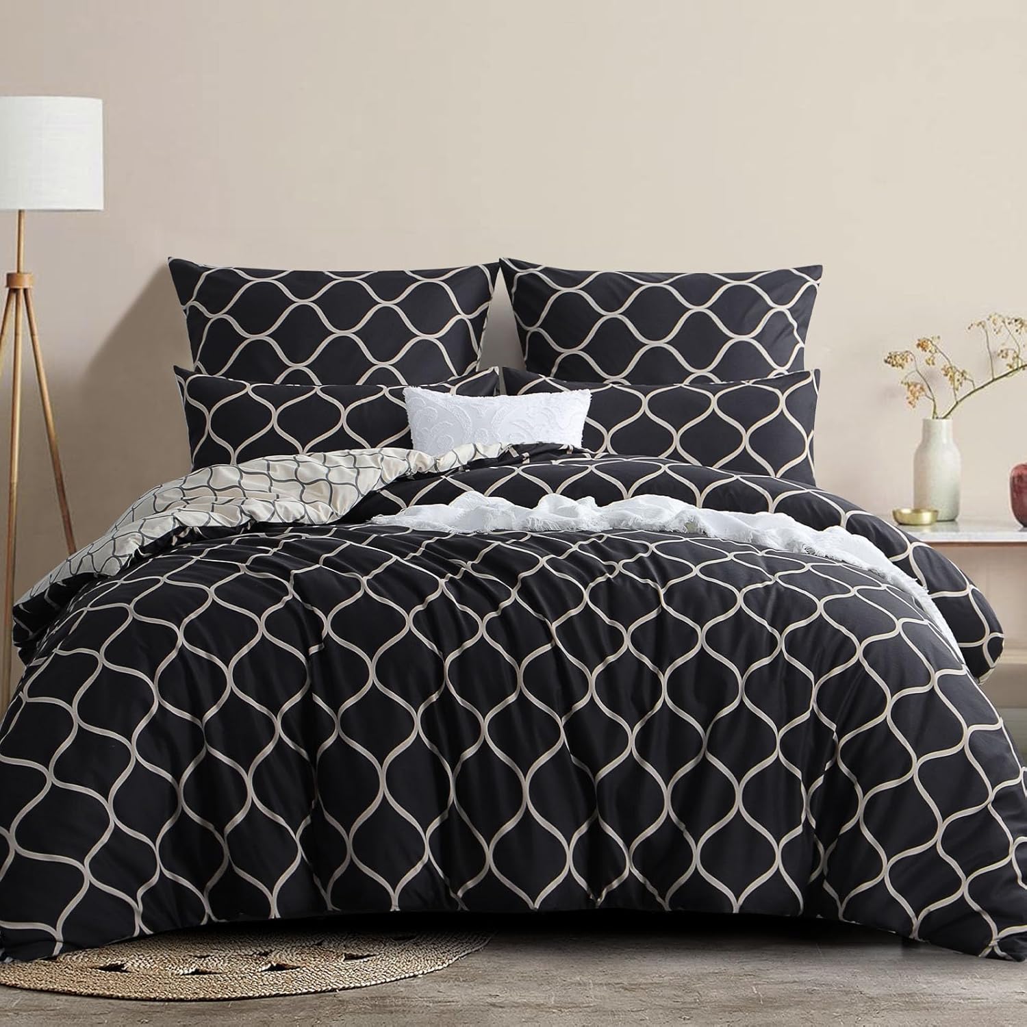 RUIKASI King Duvet Cover Set - Bedding Kingsize Bed Set Printed Patterned with P...
