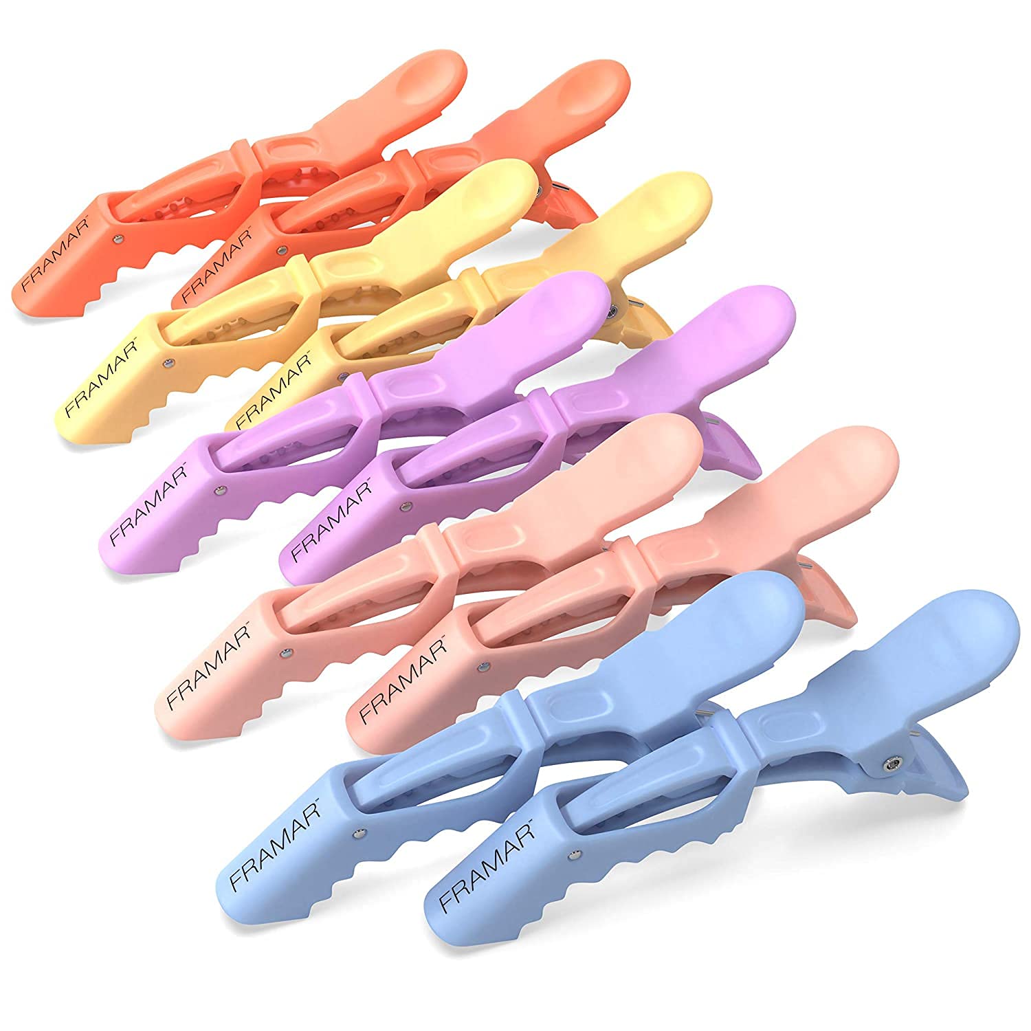 FRAMAR Pastel Alligator Hair Clips 10 Pack - Professional Styling Clips for Hair...