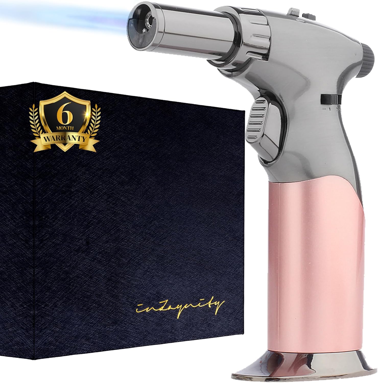 Dual Flame Butane Torch Gun - Refillable Luxury Hand Held Mini Blow Torch for Co...