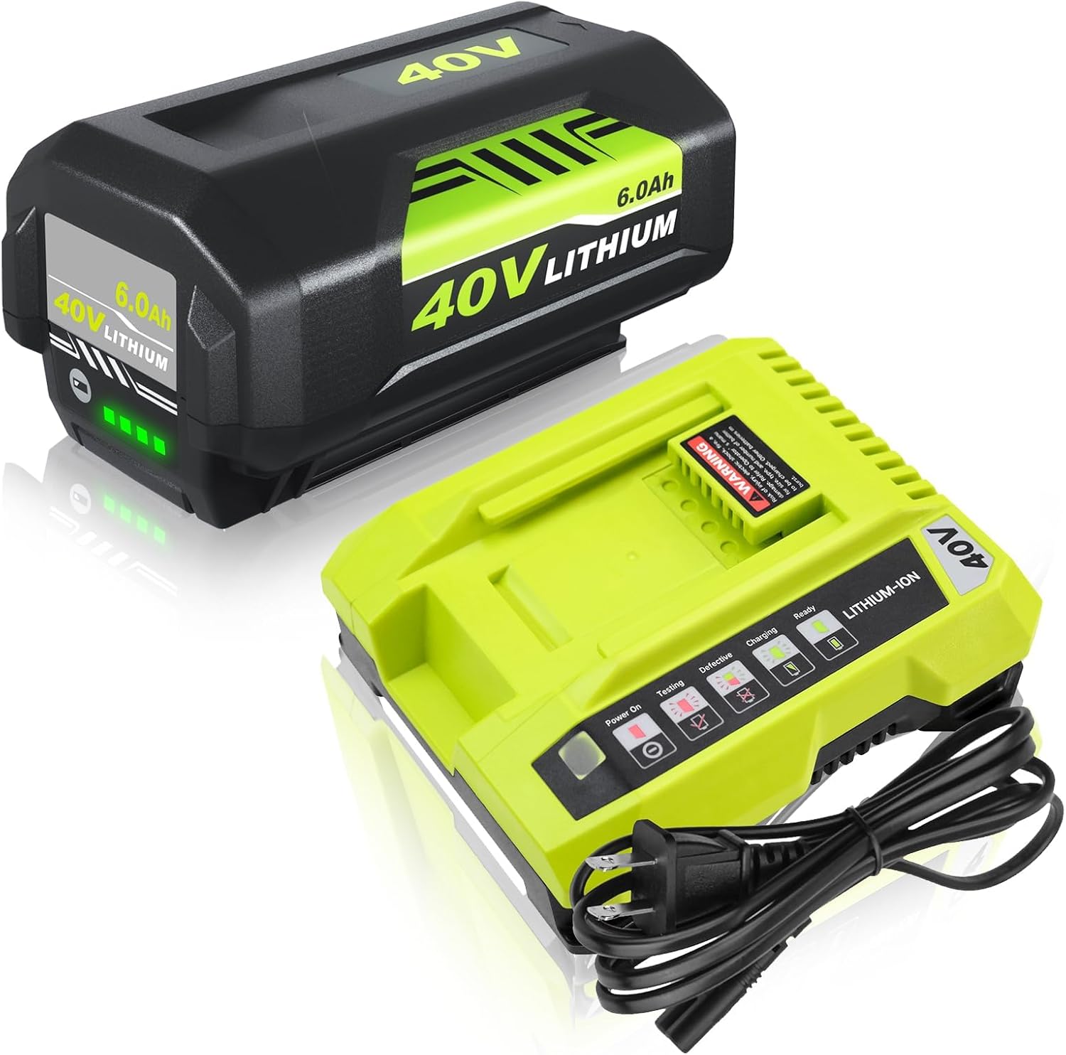 6.0Ah OP40601 Replacement for Ryobi 40V Battery Lithium Ion and OP401 Charger Co...