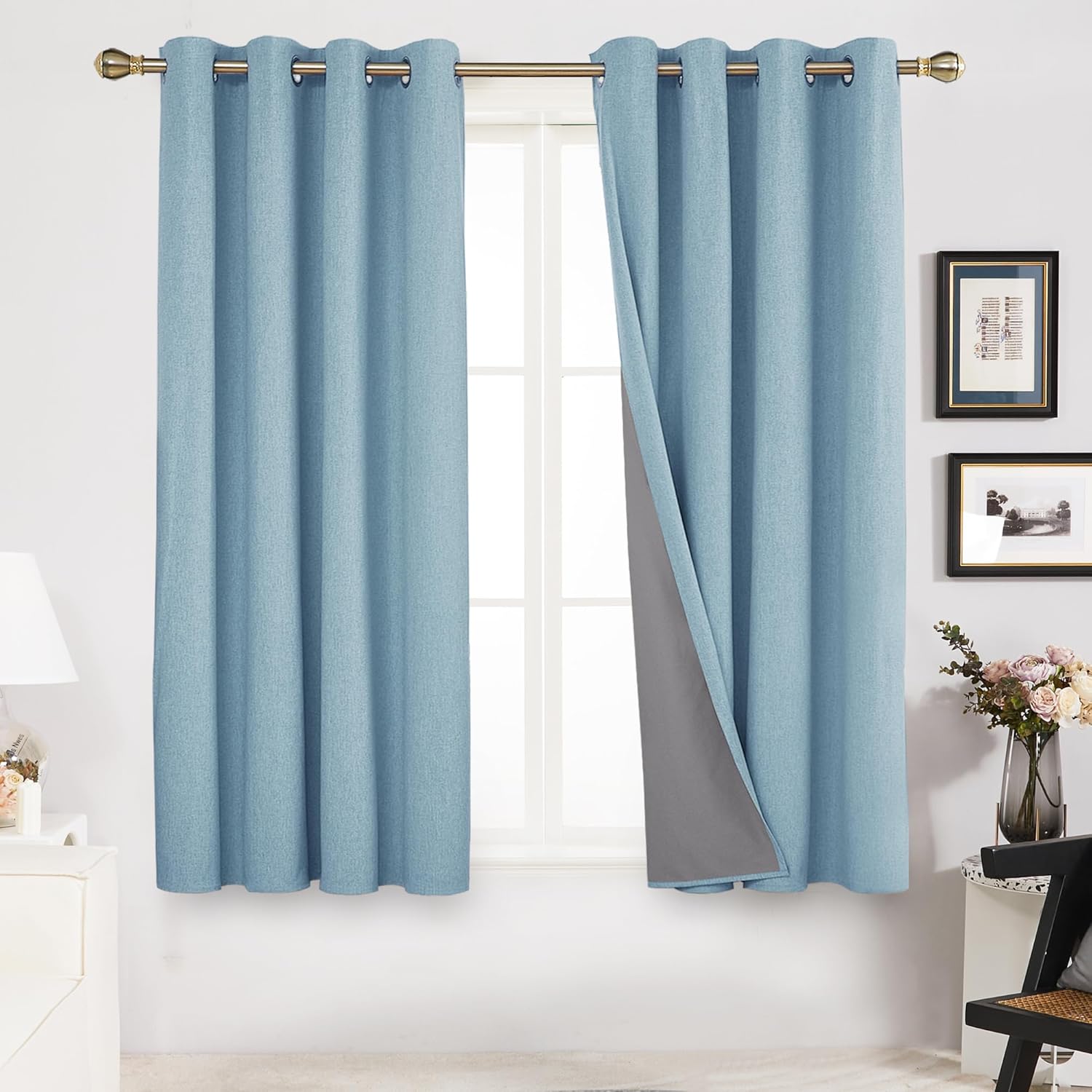 Deconovo Linen 100% Blackout Grommet Curtains for Bedroom, Special Curtains for...