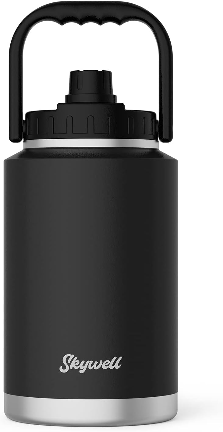 SkyWell 1 Gallon Insulated Water Bottle, Special Water Jug with Handle and Wide...