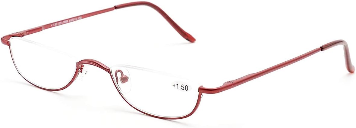 KoKoBin Half Frame Reading Glasses Spring Hinges for Men Women Slim Half Moon Le...