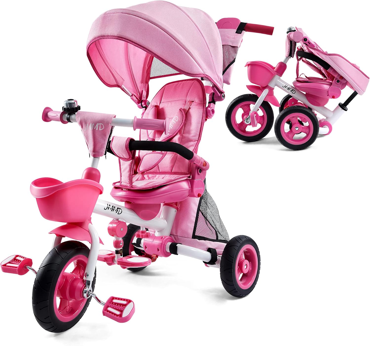 JMMD Baby Tricycle, 7-in-1 Folding Kids Trike with Adjustable Parent Handle, Saf...