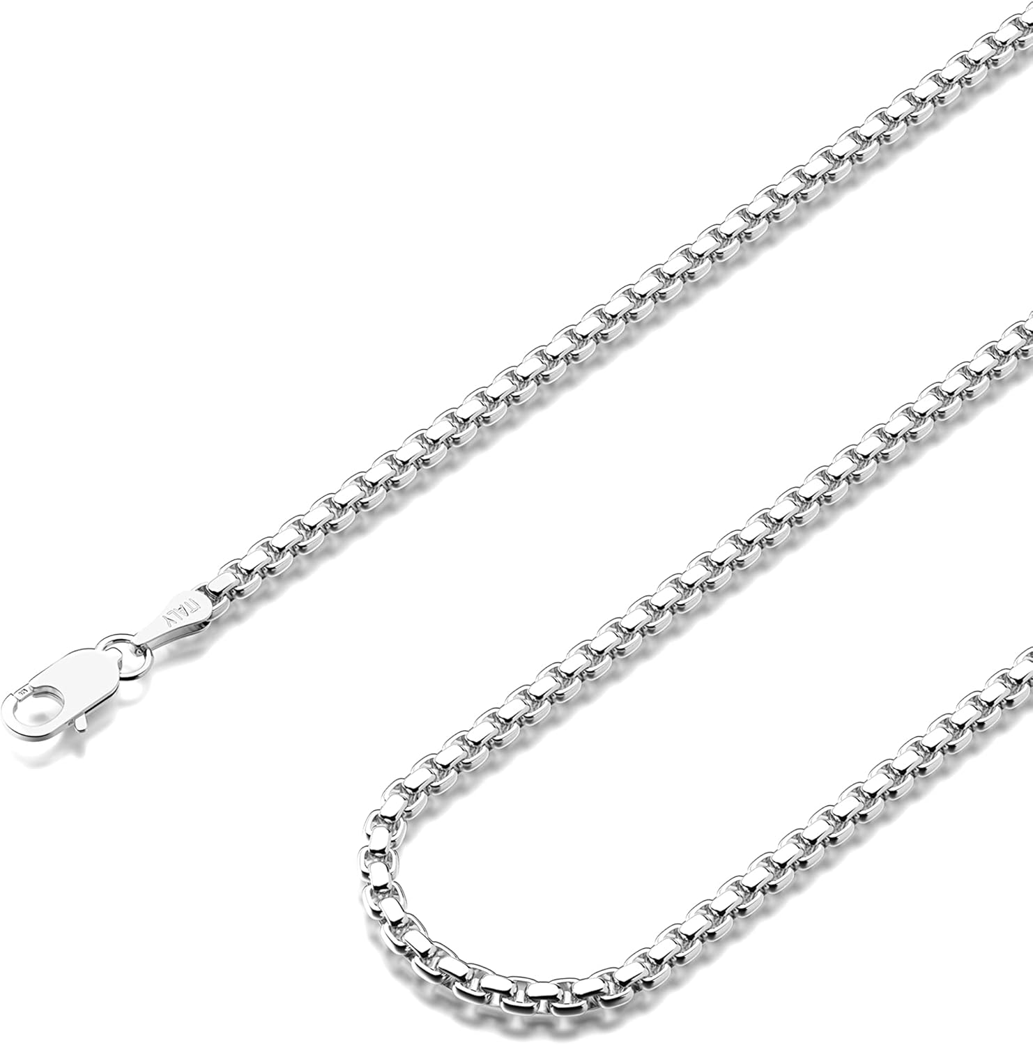 Waitsoul 925 Sterling Silver Box Chain Lobster Clasp 2/3/4/5mm Necklace for Wome...