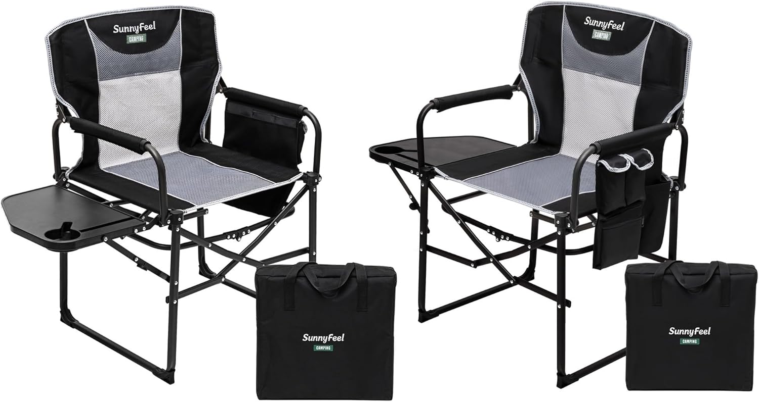 SUNNYFEEL Oversized Camping Directors Chair 2 Pack, Special Portable Folding Law...