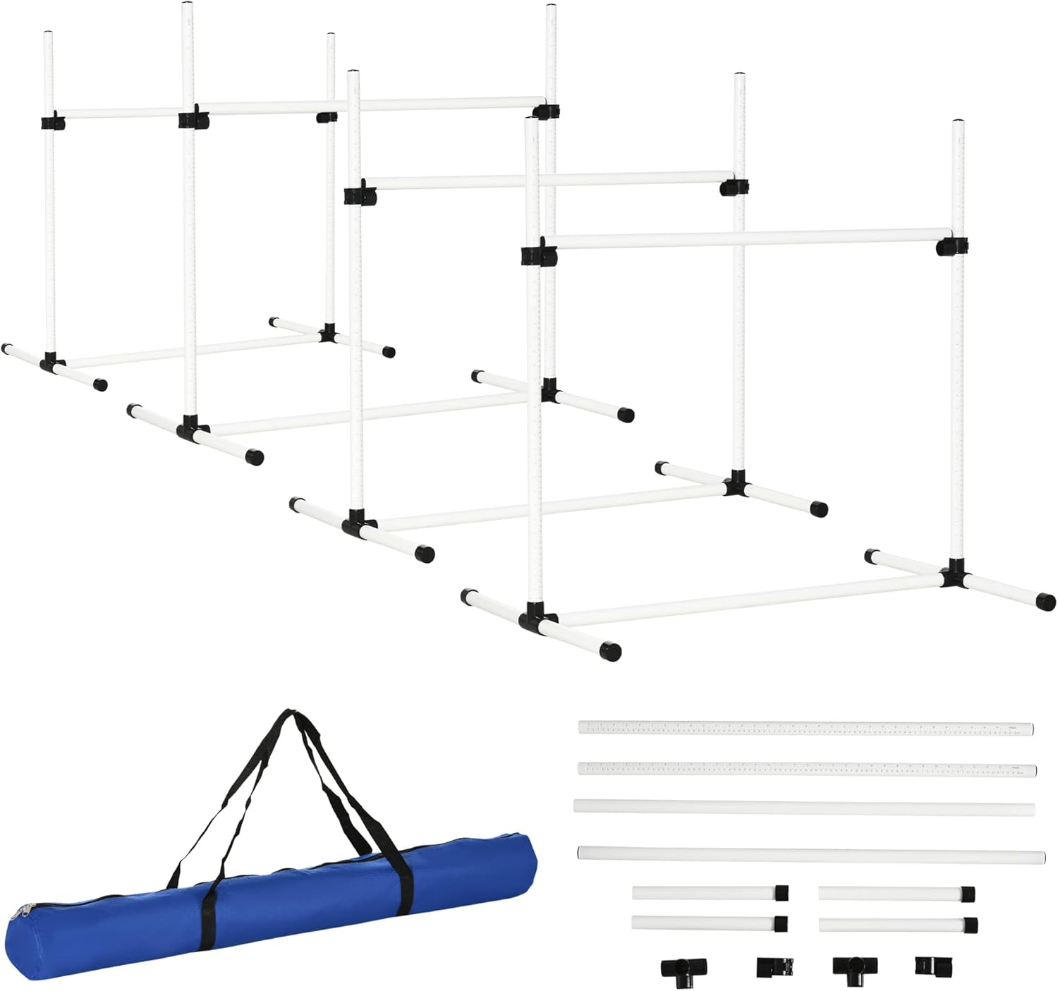 PawHut 4 Piece Dog Agility Training Equipment for Dog Agility Course with Adjust...