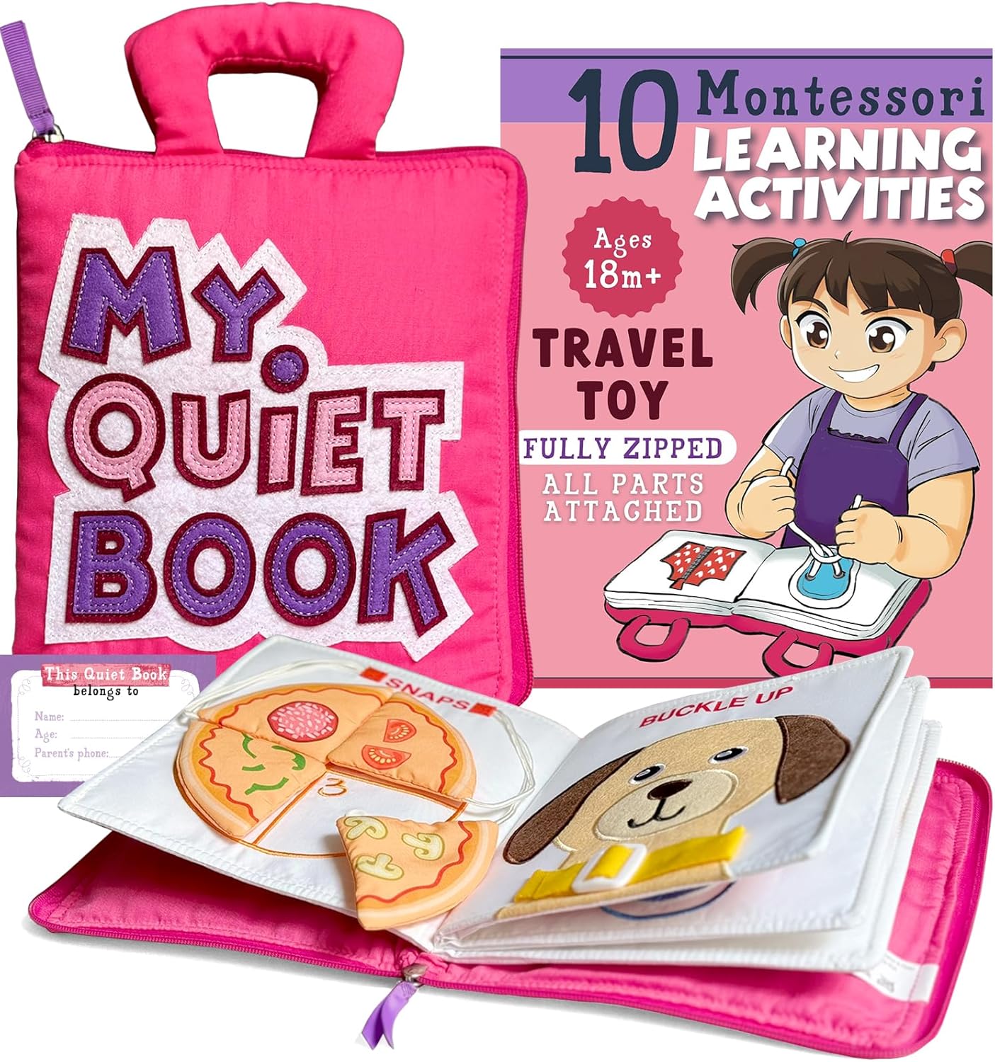 My Quiet Book - Toddler Travel Toys for Age 1 2 3 4, Airplane Activities for Tod...