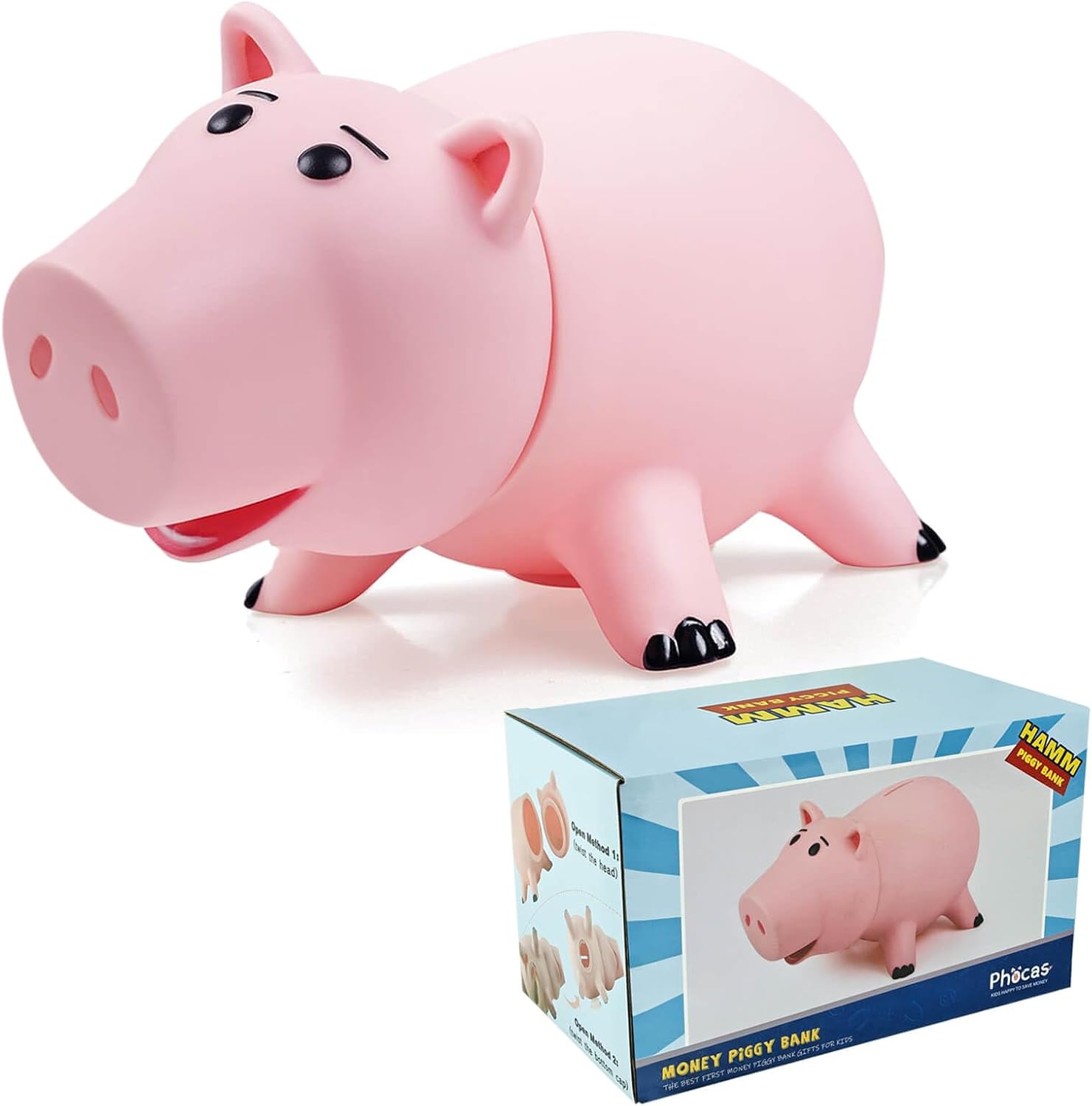 PHOCAS Hairphocas Cute Pink Pig Money Box Plastic Piggy Bank for Kid's Xmas Chri...