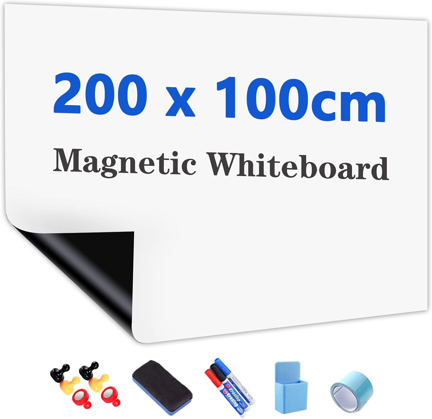 JOMUSAGA Magnetic Whiteboard Paper, 200x100cm DIY Self-Adhesive Dry Erase Board...