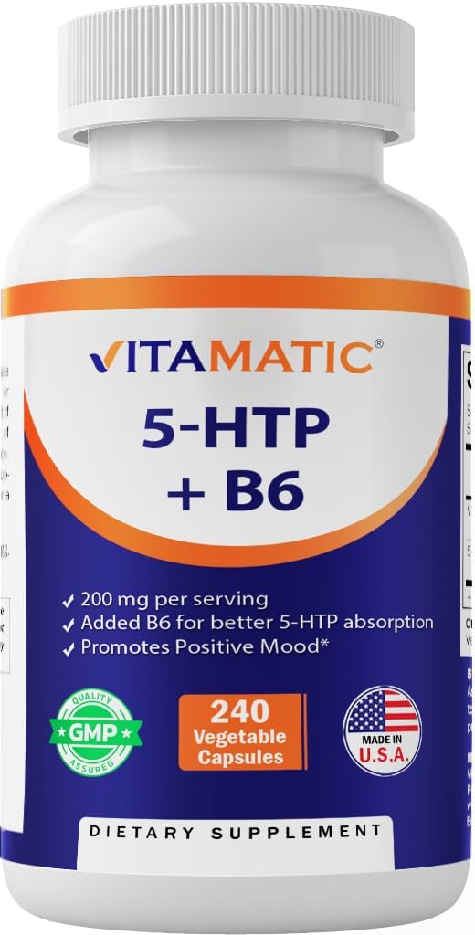 Vitamatic 5-HTP 200mg with B6 5mg Per Serving - 240 Vegetarian Capsules (5-Hydro...