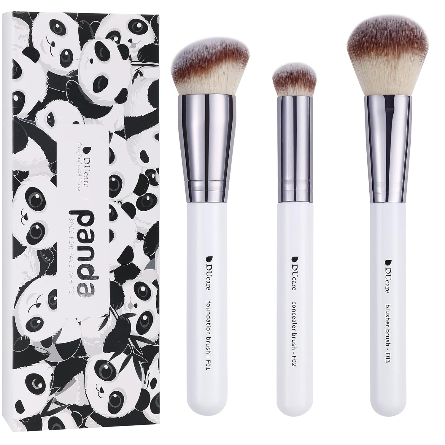 DUcare Makeup Brushes 3Pcs Foundation Contour Brush& Concealer Brush& Blusher Br...