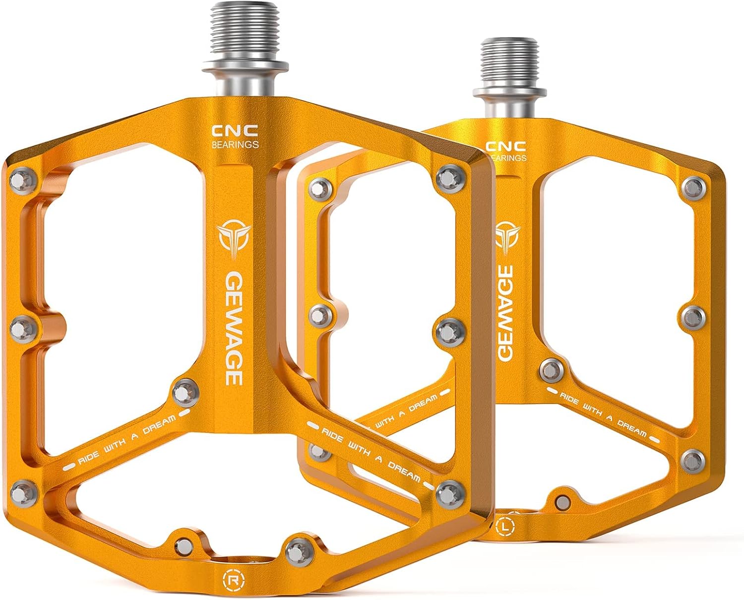 GEWAGE Road/Mountain Bike Pedals - 3 Bearings Bicycle Pedals - 9/16” CNC Machine...