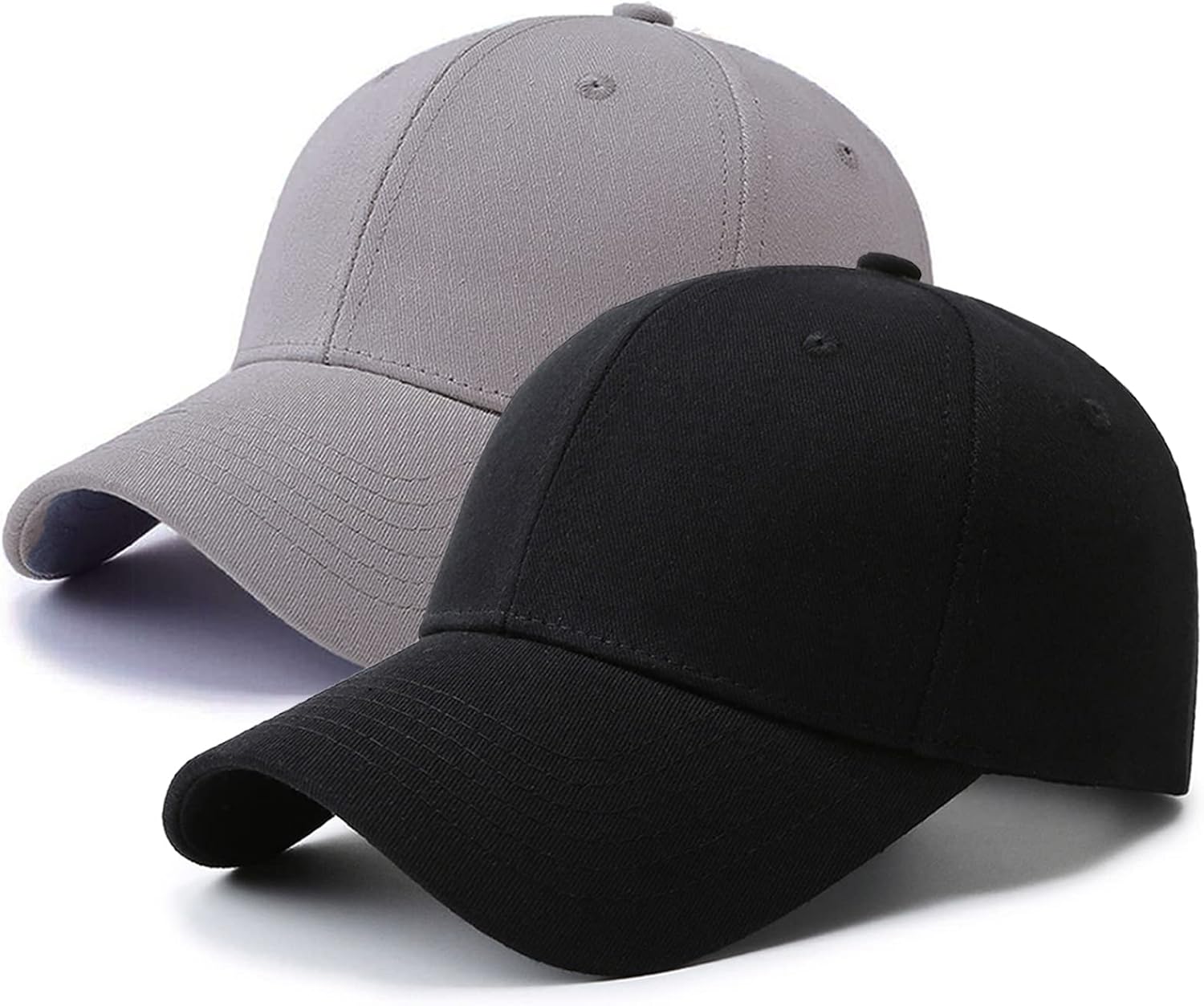 PFFY 2 Packs Baseball Cap Golf Dad Hat for Men and Women Grey+black 2
