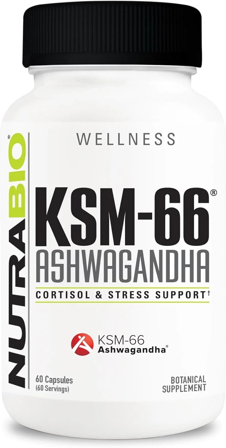 NutraBio Ashwagandha KSM-66 Herbal Supplement for Better Overall Well Being, 600...