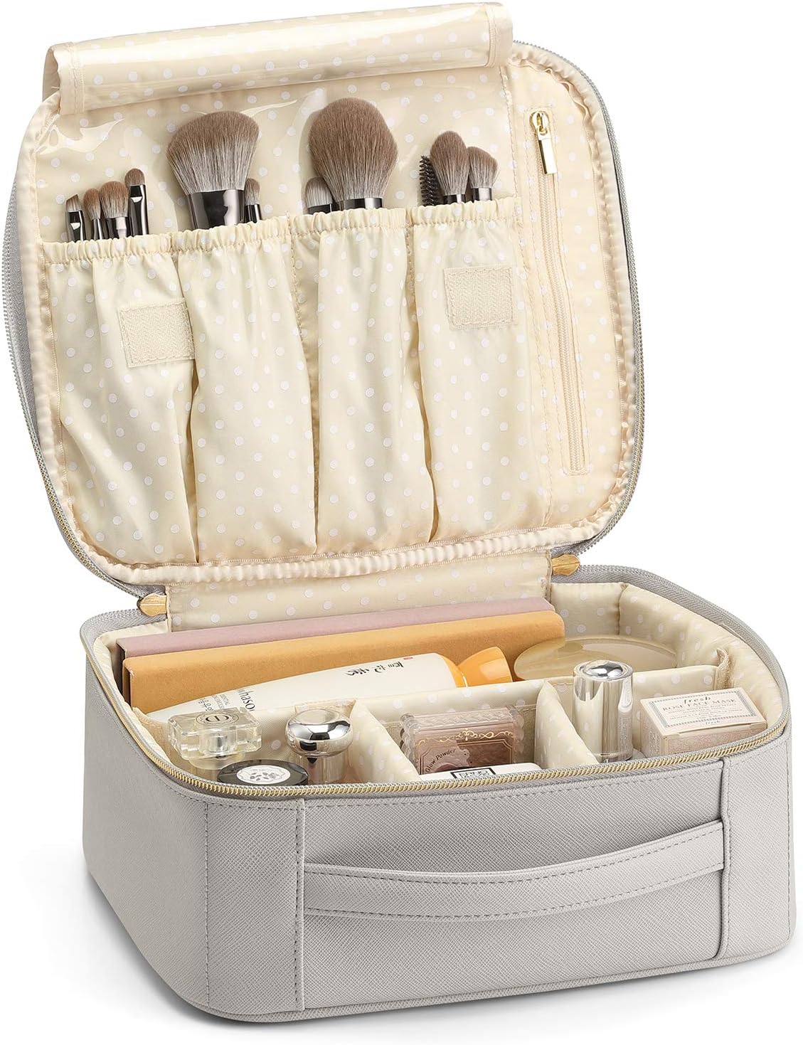 Vlando Travel Makeup Cosmetic Case Organizer Portable Storage Bag with Adjustabl...