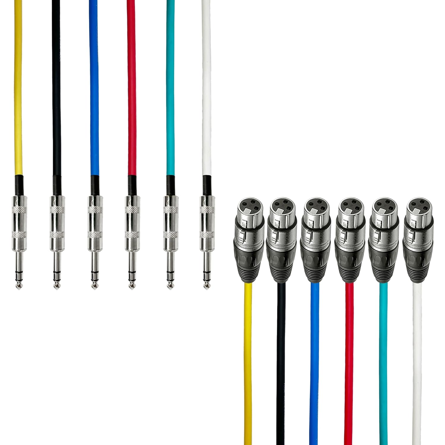 AxcessAbles XLR Female to 1/4" TRS Balanced 15ft Speaker Color Cable Pack | Bala...