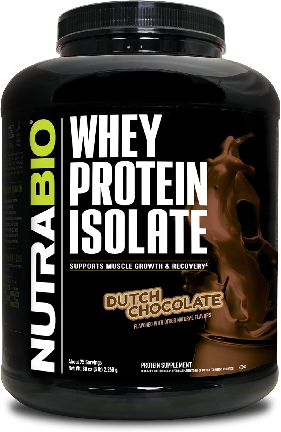 NutraBio Whey Protein Powder Isolate Supplement – 25g of Protein Per Scoop with...